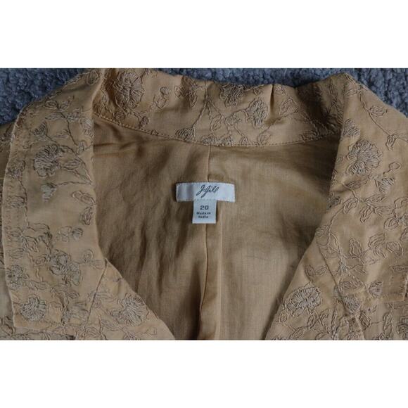 J Jill Jacket Size 20 Brown Floral Embroidered 3/4 Sleeve Button Up Pockets - Picture 5 of 9